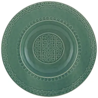 Тарелка глубокая керамика D=25см зелен.