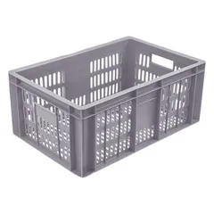 Ящик для продуктов перфорированный (от -18 до +50°C) полиэтилен 46л ,H=25,L=60,B=40см серый