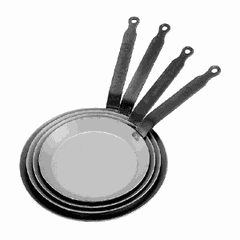 Pan for pancakes  white steel  D=160, H=15, L=320mm  metallic.