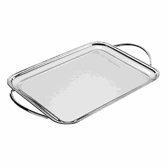 Rectangular tray with handles  stainless steel , L=60, B=47 cm  silver.