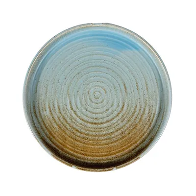 Тарелка «Корал» с бортом фарфор D=28см коричнев.,голуб.