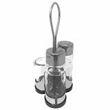 Набор для специй солонка, перечница, стакан для зубочисток на подставке стекло,сталь нерж.