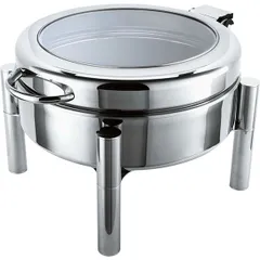 Round food warmer with lid, electric  stainless steel, glass  D=30cm