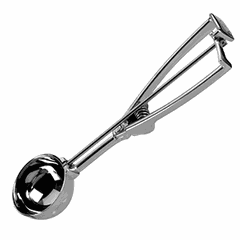 Ice cream spoon with mechanism  stainless steel  D=4cm  metal.