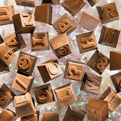 Mold for chocolate “Letters and numbers 1 part”[24pcs] polycarbonate ,H=18,L=26,B=26cm