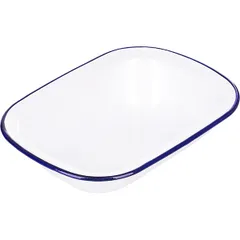 Enameled dish  steel , L=19.5, B=14.5 cm  white, blue