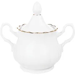 Sugar bowl with lid “Romance”  porcelain  0.55 l , H=11, L=17.3 cm  white, gold