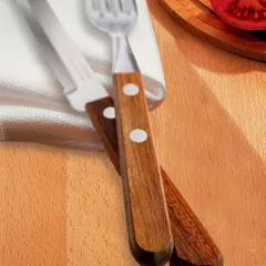 Вилка столовая «Традиционал» с деревянной ручкой набор[3шт] сталь,дерево ,L=190/65,B=10мм тем.корич., изображение 2