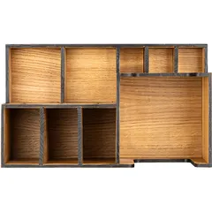 Органайзер для столовых приборов 9 отделений дуб,лак ,H=14,L=31,B=18,5см деревян., изображение 3