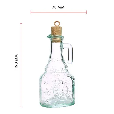 Бутылка-графин масло/уксус «Хелиос» стекло 240мл ,H=150,L=75,B=60мм прозр., изображение 5