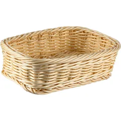 Rectangular wicker bread basket  polyrottan , H=7, L=22, B=15cm  beige.