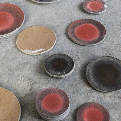 Тарелка бетон D=20см красный,серый, изображение 4