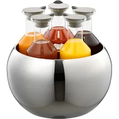 Емкость для охлаждения бутылок + 5 графинов сталь нерж.,стекло D=35,H=32см металлич.