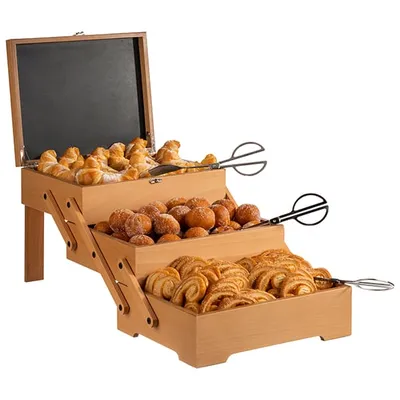 Стенд буфетный «Севинг Баскет» GN 1/2 раздвижной с крышкой (3 яруса) дуб ,H=53,5,L=70,5,B=37см св. д, изображение 4