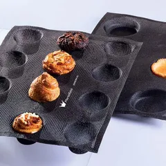 Форма конд. перфорир. «Круг» 12шт на листе30х40см силикон,стеклопласт. D=6,H=4см черный, изображение 2