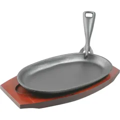 Frying pan for fajitas “Amber Cast Matt”  cast iron, wood , H=35, L=280/230, B=135mm  black, wood.