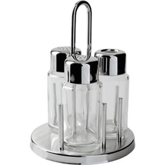 Set for bedroom 3 rows on a stand  glass, stainless steel  D=11, H=15, L=11, B=11 cm  transparent, metal.