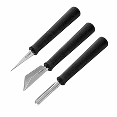 Набор ножей д/декор.нарезки овощей[3шт] сталь нерж.,пластик ,L=14см черный,металлич.