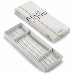 Трубочки многоразовые без сгиба (4 шт.) с ершиком для мытья[5шт] стекло D=9,L=230мм прозр.