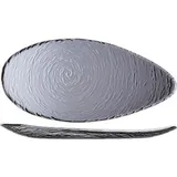 Блюдо «Скейп Гласс» овальное стекло ,L=30см серый,матовый