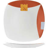 Тарелка «Зен Квадро» квадратная фарфор ,L=18,B=18см белый,оранжев.
