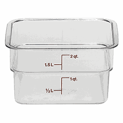 Container for products, graduated  polycarbonate  1.9 l , H=10, L=18.5, B=18.5 cm  transparent.