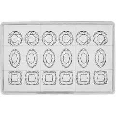 Форма для шоколада «Бриллианты 3х видов» [18 ячеек] поликарбонат ,H=26,L=275,B=175мм прозр.