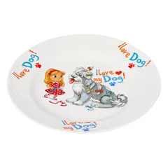 Тарелка «Мой любимый пес» мелкая детская фарфор D=20см белый, изображение 2