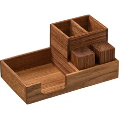 Cutlery stand with salt and pepper shakers (5 sections)  oak , H=10.6, L=23, B=13cm  wood.