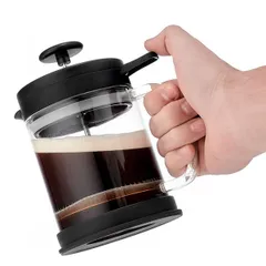 Френч-пресс «Изи» с клапаном стекло борос.,пластик 0,6л D=10,5,H=17,B=13см прозр.,черный, изображение 3