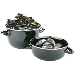 Набор кастрюль для мидий[2шт] эмалиров.сталь 0,8л D=14,H=15,L=18см черный, изображение 2