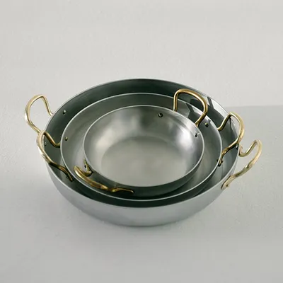 Сковорода для подачи «Арго» с двумя ручками алюмин.,латунь 450мл D=140,H=35мм серебрист., изображение 6