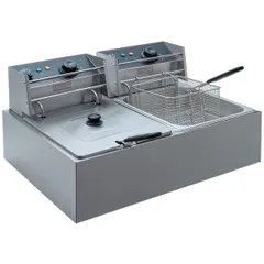 Фритюрница CP-EF66L (6л+6л) сталь нерж. 12л ,H=29,L=46,B=57см 2Квт серебрист.