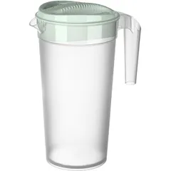 Jug with lid  plastic  1.5 l  clear, green.