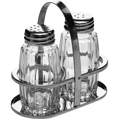 Set for spices 2 pcs.  glass, stainless steel  D=105, H=100, L=105, B=55mm  transparent, metal.