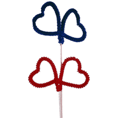 Украшения на шпажках «Сердечки»[50шт] синель,дерево ,L=23,5см разноцветн.