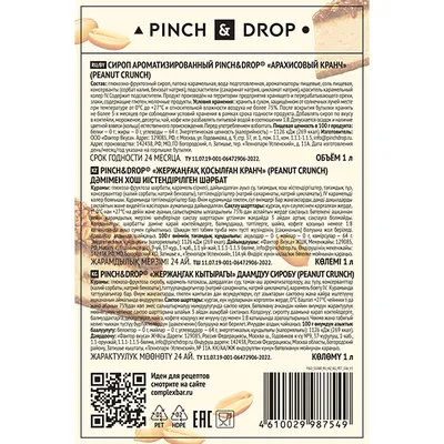 Сироп «Арахисовый кранч» Pinch&Drop пластик 1л D=81,H=301мм, Материал: Пластик, изображение 3