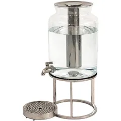 Dispenser for cold drinks with stand  glass, stainless steel  8 l  D=21, H=32 cm  transparent, metal.