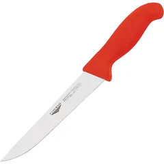 Knife for boning meat  stainless steel, polyprop. , L=29/16, B=3cm  red, metallic.