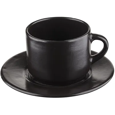 Чайная пара «Карбон» фарфор 200мл черный, изображение 2