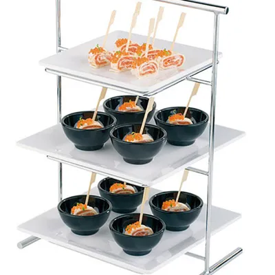 Этажерка 3 яруса для подносов 83417 металл ,H=44,L=37,B=21см металлич., изображение 2