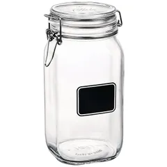 Square jar with a lid “Lavana” with a label  glass  1.5 l , H=22, L=10.6, B=10.6 cm  clear.