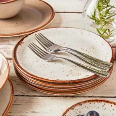 Тарелка «Крафт Вайт» мелкая фарфор D=20,H=2см белый,коричнев., изображение 4