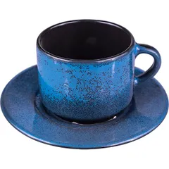 Чайная пара «Млечный путь голубой» фарфор 200мл D=15,5/17см голуб.,черный