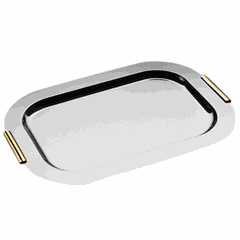 Поднос с золочеными ручками сталь нерж. ,H=18,L=320,B=240мм металлич.,золотой