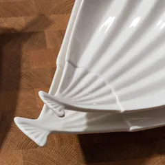 Блюдо «Кунстверк» веер фарфор ,H=40,L=205,B=175мм белый, изображение 3