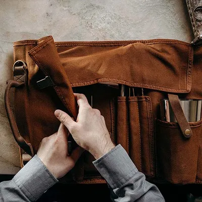 Набор барный «Мотиво» в скрутке (10 предметов)  сталь нерж.,ткань серебрист.,коричнев., изображение 5