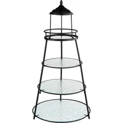 Этажерка 4 яруса D=12-20.5-25-30.5см металл,стекло ,H=62см черный,прозр.