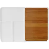 Блюдо для подачи бамбук,фарфор ,H=20,L=335,B=235мм св. дерево,белый