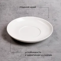 Блюдце «Полар» фарфор D=140/68,H=19мм белый, изображение 3